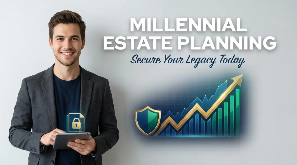 A smart young man holding a document representing comprehensive estate planning for millennials to secure their family and financial future.